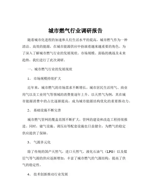 城市燃气行业调研报告