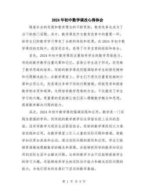 2024年初中数学课改心得体会