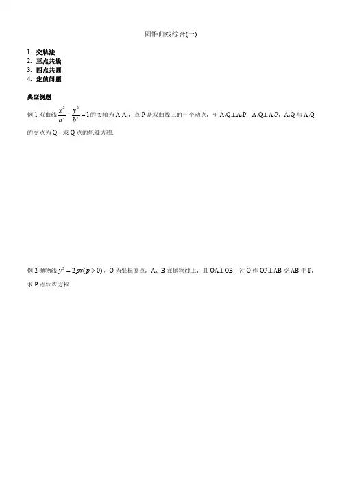 圆锥曲线综合压轴,点轨迹、共线、四点共圆问题,含详细参考答案