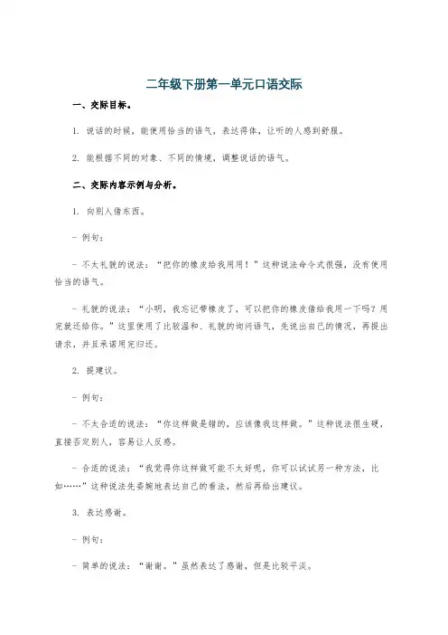 二年级下册第一单元口语交际