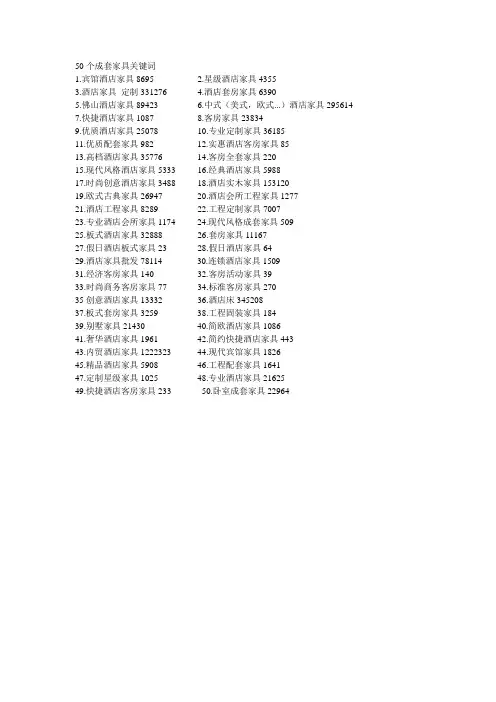 50个成套家具关键词