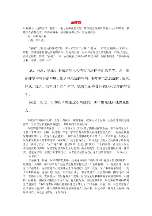 广西南宁市第十四中学高中语文余晖祭教学随笔素材