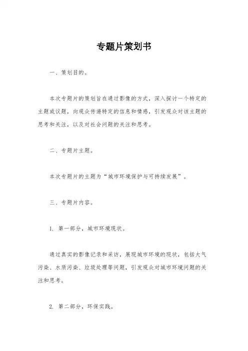 专题片策划书