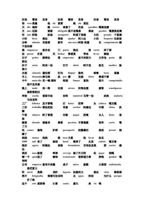 葡萄牙语口语常用单词表达