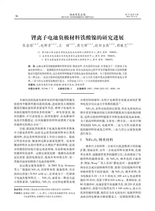 锂离子电池负极材料铁酸镍的研究进展
