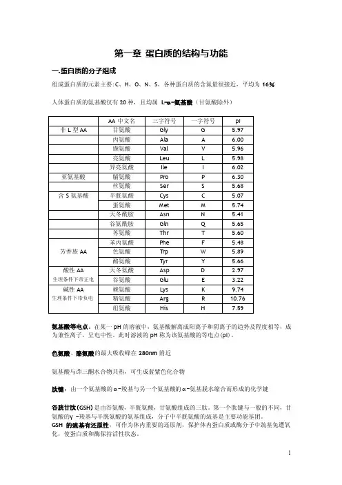 第一章蛋白质的结构与功能蛋白质的...