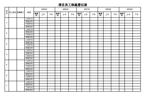 员工体温登记表