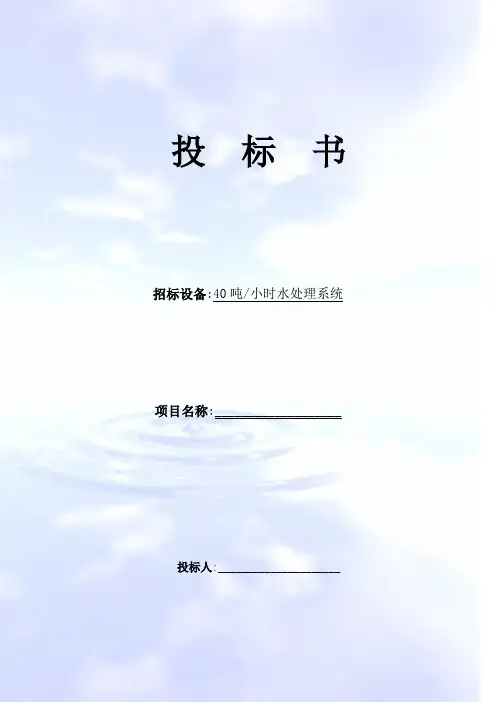 某啤酒厂水处理投标书