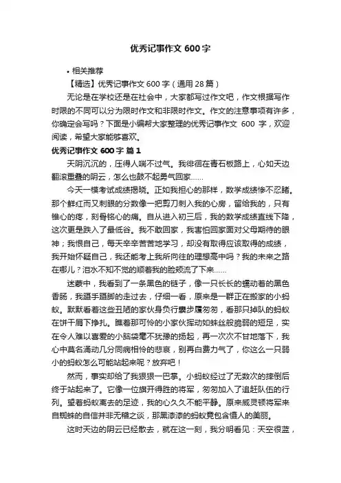 优秀记事作文600字