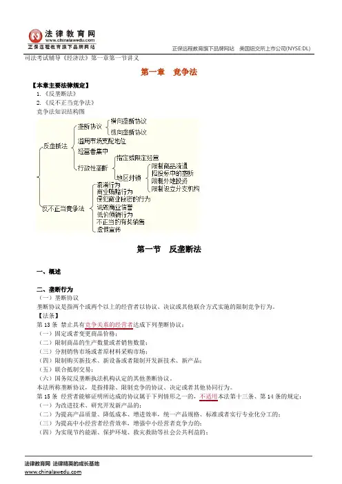 反垄断法--司法考试辅导《经济法》第一章第一节讲义