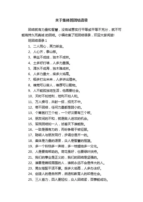 关于集体班团结语录