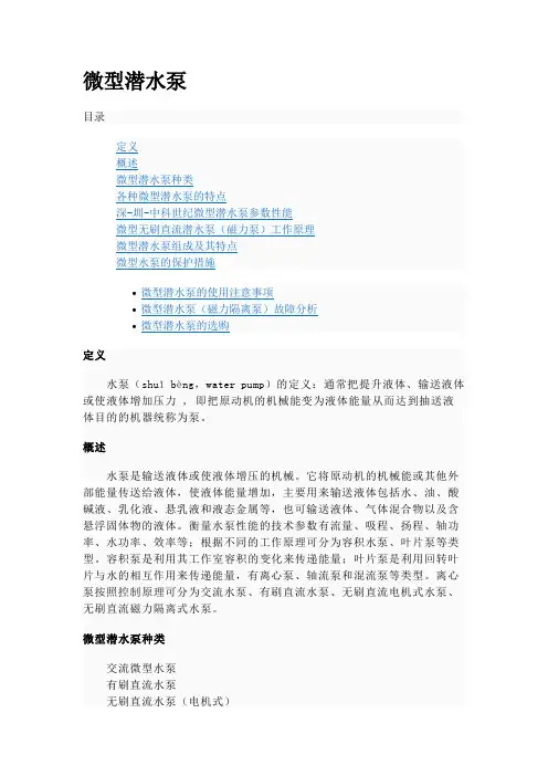 微型潜水泵结构与原理