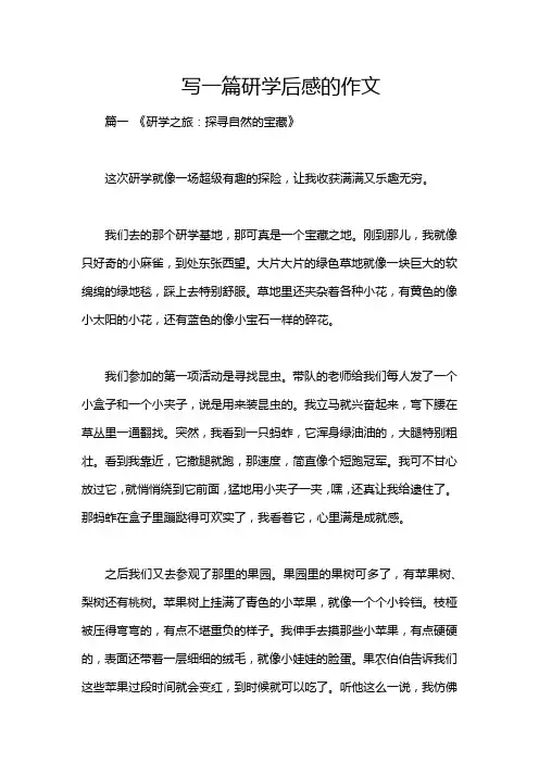 写一篇研学后感的作文