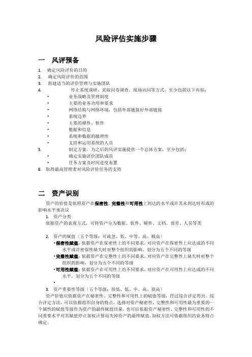 风险评估实施步骤