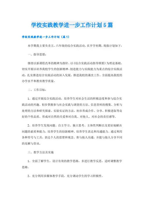 学校实践教学进一步工作计划5篇