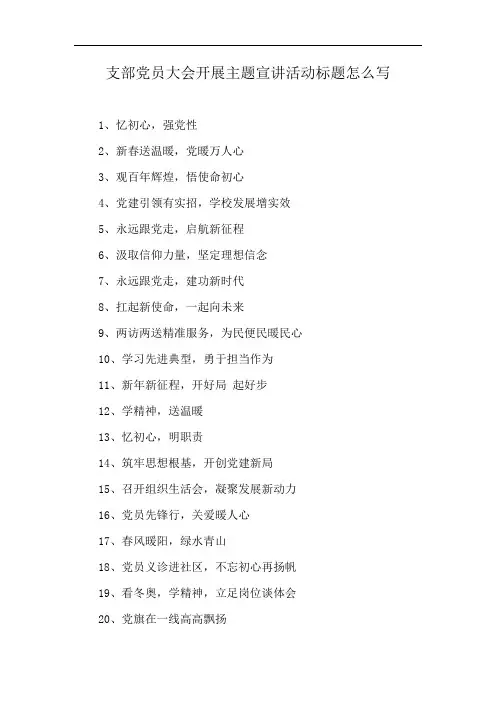 支部党员大会开展主题宣讲活动标题怎么写