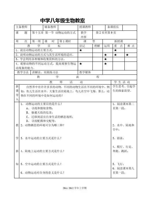 第十五章 第一节 动物运动的方式
