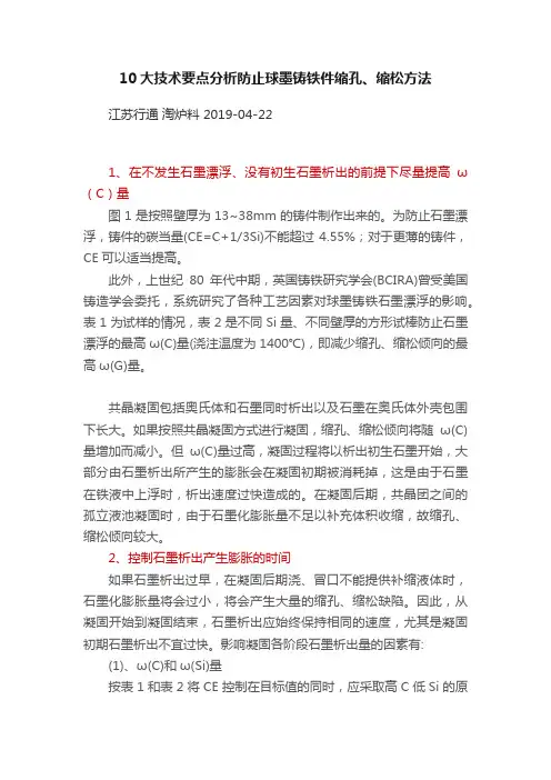 10大技术要点分析防止球墨铸铁件缩孔、缩松方法