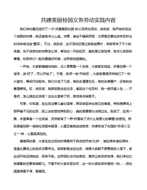 共建美丽校园义务劳动实践内容