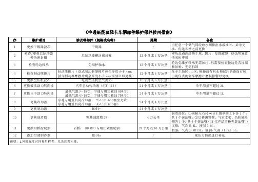 《宇通新能源轻卡车辆部件维护保养使用指南》