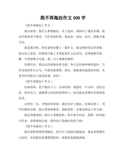 我不再拖拉作文500字