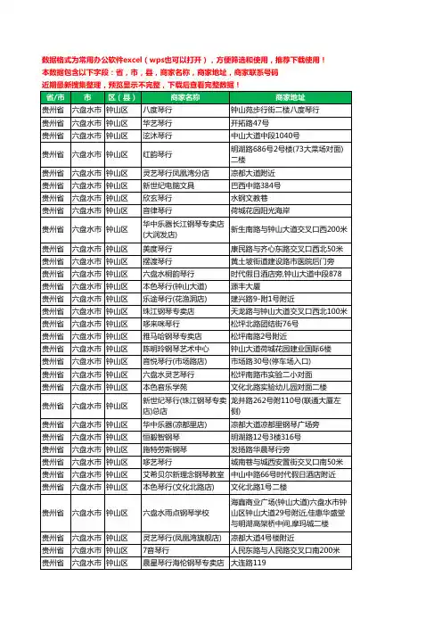 2020新版贵州省六盘水市钟山区琴行工商企业公司商家名录名单黄页联系电话号码地址大全45家