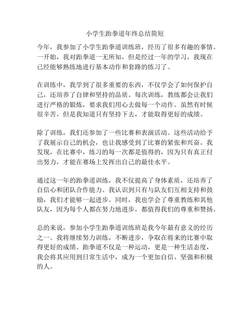小学生跆拳道年终总结简短