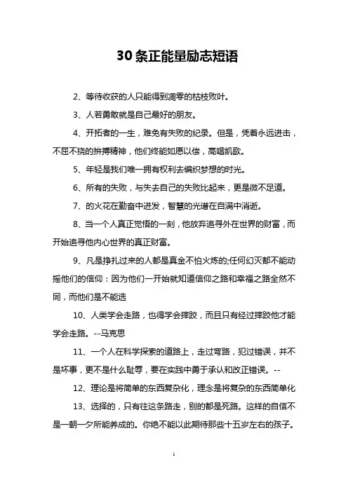 30条正能量励志短语
