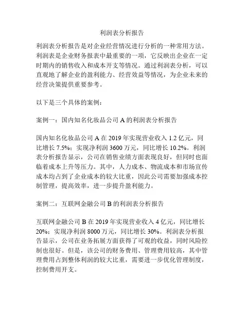 利润表分析报告