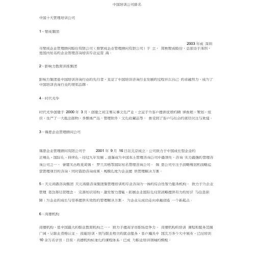 中国培训公司排名