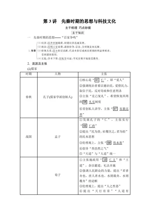 2021高考历史通史版一轮复习讲义：第1单元 第3讲 先秦时期的思想与科技文化 (含解析)
