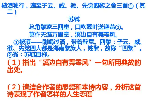 被酒独行,遍至子云、威、徽、先觉四黎之舍三首①(其二)  苏轼
