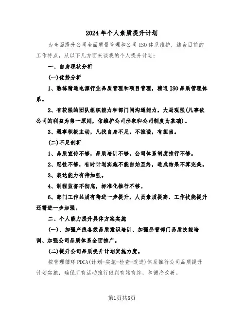 2024年个人素质提升计划（二篇）