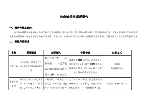 独山镇楼盘调研报告