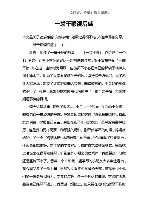 一袋干粮读后感
