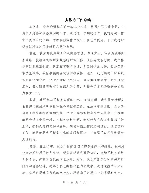 财税办工作总结