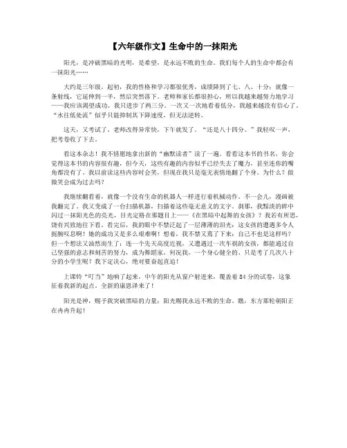 【六年级作文】生命中的一抹阳光