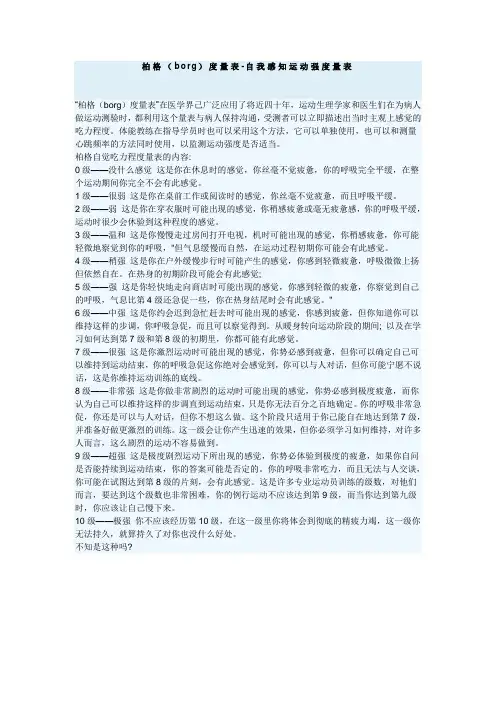 柏格(borg)度量表-自我感知运动强度量表