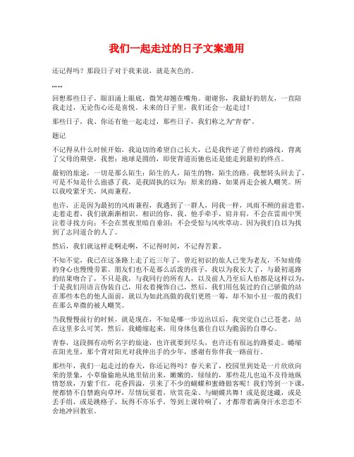 我们一起走过的日子文案通用