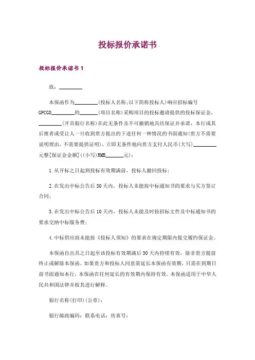 投标报价承诺书
