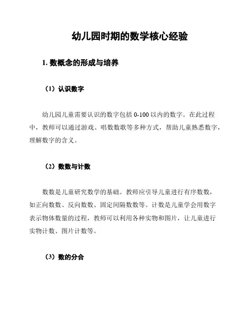 幼儿园时期的数学核心经验