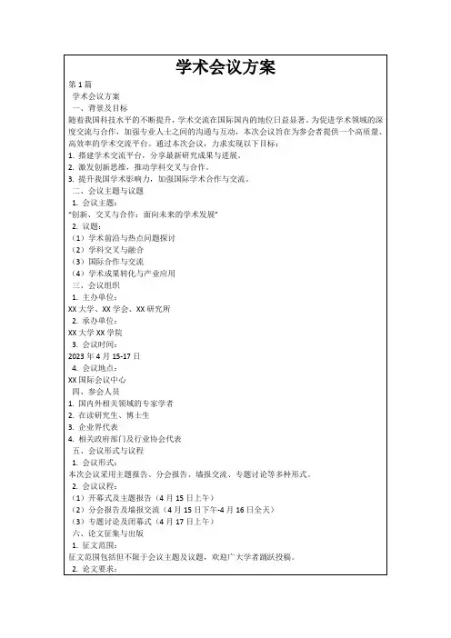 学术会议方案