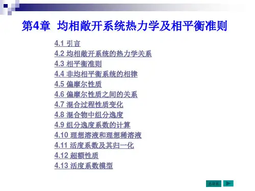 第四章均相敞开系统热力学及相平衡准则