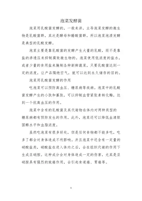 泡菜发酵菌