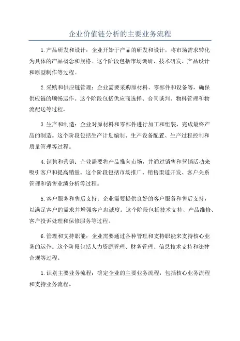 企业价值链分析的主要业务流程