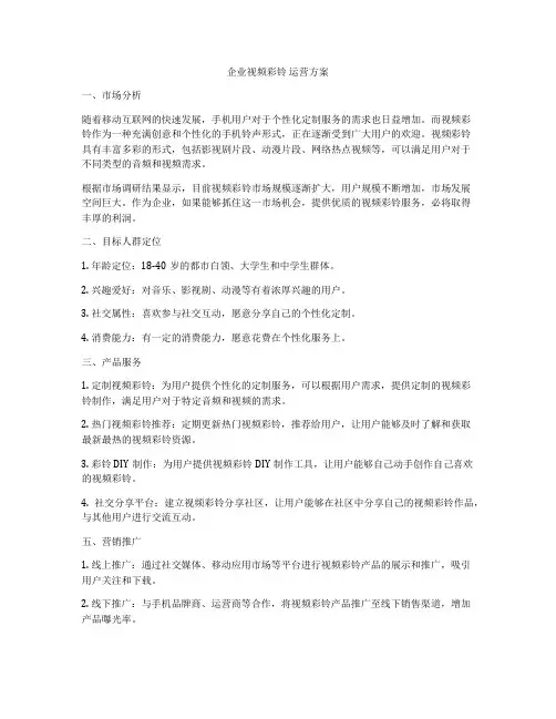 企业视频彩铃 运营方案
