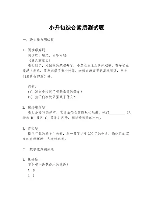 小升初综合素质测试题
