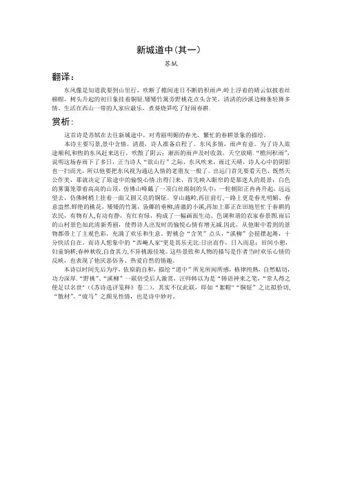新城道中(其一)翻译及赏析