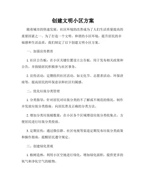 创建文明小区方案