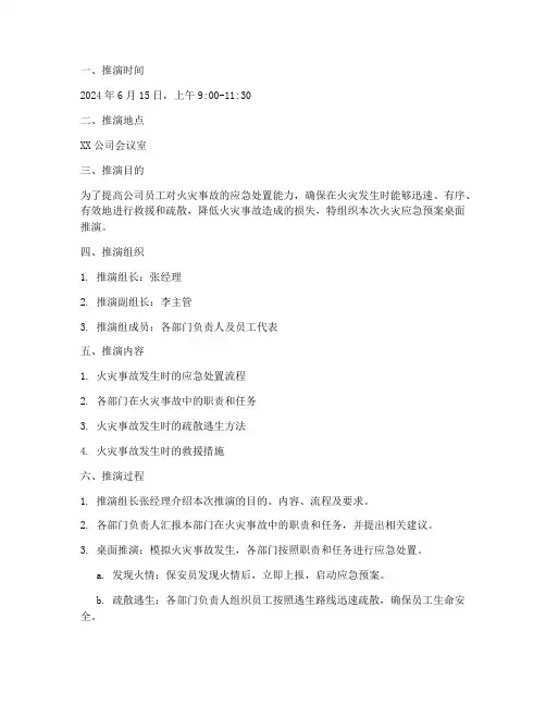 火灾应急预案桌面推演记录